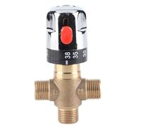 Fdit Válvula Mezcladora Termostática G1/2 Pulgadas con Control de Temperatura de 38 ℃ a 42 ℃, Válvula Mezcladora de Ducha de Cuerpo de Latón para Baño, Cocina y Lavabo