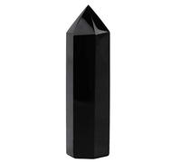 Fdit Varita de Piedra de Obsidiana Natural con Forma Hexagonal, Punta de Cristal Negro para Hacer Joyas, Decoración del Hogar, Trabajo Hecho a Mano Pulido de 2,3 Pulgadas de Longitud