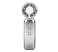 Fdit Ventilador de Refrigeración Portátil, Ventilador Personal Recargable por USB con Modo de Refrigeración por Hielo, Pantalla Digital, Temporizador de Cuenta Atrás para Viajes, (WHITE)