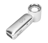 Fdit Ventilador de Refrigeración Portátil, Ventilador Personal Recargable por USB con Pantalla Digital, Temporizador de Cuenta Atrás para Viajes Al Aire Libre, Oficina, Uso Doméstico (WHITE)