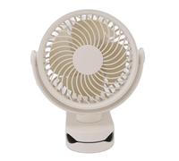 Fdit Ventilador Recargable con Clamp/Holder, Silencioso, Giratorio de 360°, Pequeño Ventilador para Playa, Camping, Viajes en Bicicleta (Beige)