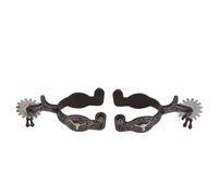 Fdit Vintage Carved Spurs, Low Carbon Steel Horse Spurs with Turnable Gear for Equitación y Trabajo de Rancho