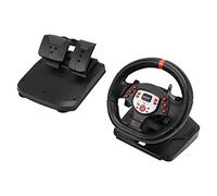 Fdit Volante de Juego de Carreras, Volante de Pc USB de 180 Grados con Juego de Pedales Ruedas de Carreras Plug and Play para 360 Pc para para Switch