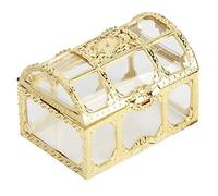 Fdit1 12 Piezas de Forma de Cofre del Tesoro Cuadrado Caja de Dulces de Boda Chocolates Contenedor Tarro Decoración Regalo para Fiesta de Bodas del día del niño(Oro)