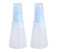 Fditt 2Pcs Cepillo de Botella de Aceite de Silicona con Juego de Tapas Botella de Suave con Cepillo de Silicona para cocinar Cepillos de Botella de Aceite de Cocina (Azul)