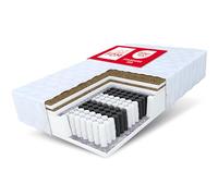 FDM Home MAX Colchón Doble 120x200 cm muelles ensacados Altura 26 cm dureza H3 H5 7 Zonas de Descanso Öko-Tex Apto para alérgicos Funda de Fibra de Coco Lavable
