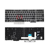 FDMOZRE Teclado retroiluminado Ruso Estadounidense para portátil Lenovo Thinkpad E580, E585, T590, E590, E595, L580, L590, P52, P53, P72, P73, 01YP560, 01YP640(US Silver Mouse)