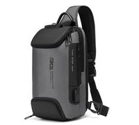 FDOIUTU Este bolso bandolera unisex cuenta con un puerto de carga USB, múltiples compartimentos y un candado de combinación, lo que lo hace ideal para senderismo, viajes y trekking (Gris)