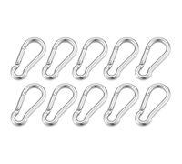 FDOSIJFOS Hebilla para Alpinismo, Mosquetón de Acero Inoxidable 316 con Cierre Resorte Multifuncional, M4, M5, M6, M7 y M8, Anillo Bloqueo Enlace rápido(10pcs,M6)