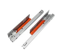 FDQAMLKX 1 par de correderas para cajones de 350 mm con rodamientos de Bolas y Montaje Lateral, con Rebote y Apertura por presión, para Cocina y baño. Deslizamiento Suave.