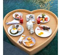 FDQAMLKX Bandeja Flotante de ratán, bandejas flotantes para Servir Mesa y Bar, Bandeja Flotante Tejida de ratán para Comida, bandejas para Servir en Piscinas, Bancos de Arena, spas, baños y Fiestas.