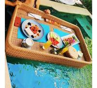 FDQAMLKX Bandeja Flotante de ratán, bandejas flotantes para Servir Mesa y Bar, Bandeja Flotante Tejida de ratán para Comida, bandejas para Servir en Piscinas, Bancos de Arena, spas, baños y Fiestas.