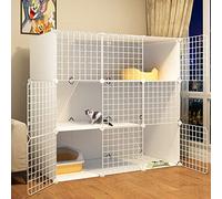 FDQAMLKX Jaula para gatos Jaulas para gatos para gatos de interior Gran parque para animales de compañía de bricolaje Cerca de metal Red de condominio de 3 niveles