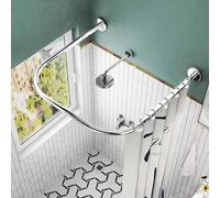 FDSAGHJ Barra de Ducha Curva en Forma de U, sin Perforaciones, de Acero Inoxidable 304, Soporte para Cortina de Ducha, Ideal para baño y Tienda de Ropa(Silver,100x100x100cm)