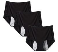FDSAGHJ Bragas Menstruales de Talle Alto para Mujer, Ropa Interior de Talla Grande, Calzoncillos a Prueba de Fugas, Paquete de 3(Black,6XL)