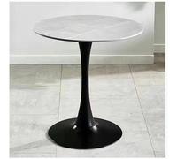 FDSGEEE Tulip - Mesa de comedor redonda moderna de granito con pedestal de metal para cocina y comedor, mesa auxiliar de ocio (tamaño: 60 cm, color: gris)