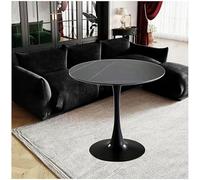 FDSGEEE Tulip - Mesa de comedor redonda moderna de granito con pedestal de metal para cocina y comedor, mesa auxiliar de ocio (tamaño: 60 cm, color: negro)