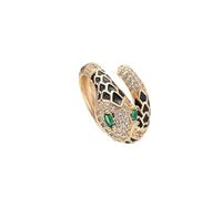 fdsmall Anillo de serpiente para mujer, anillo abierto retro con circonita, diseño de serpiente, ajustable, exquisito, brillante, de cristal, anillo de dedo para boda, regalo, Metal, Sin piedras