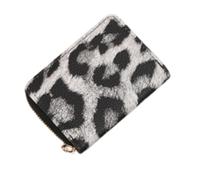 fdsmall Billetera Mujer con Cremallera - Cartera de Cuero PU Ultradelgada para Tarjetas y Monedas, Estampado Leopardo,Ideal para Viajes y Uso Diario (Leopardo-3)