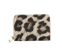fdsmall Billetera Mujer con Cremallera - Cartera de Cuero PU Ultradelgada para Tarjetas y Monedas, Estampado Leopardo,Ideal para Viajes y Uso Diario (Leopardo-1)
