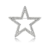 fdsmall Broche de estrella para mujeres Strass Metal Pin de estrella grande Joyería Corsage Broche de esmalte Accesorios de joyería de moda Joyería de boda para niñas (Silver)