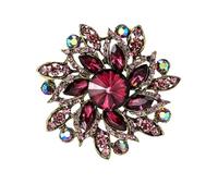 fdsmall Broche de flores de cristal de diamantes de imitación coloridos para mujer elegantes alfileres de fiesta de boda vintage vestido de moda, Eine Größe, Cristal