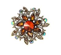 fdsmall Broche de flores de cristal de diamantes de imitación coloridos para mujer elegantes alfileres de fiesta de boda vintage vestido de moda, Eine Größe, Cristal