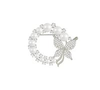 fdsmall Broches de perle pour les femmes élégante broche de perle épingles mariée demoiselle d'honneur décoration de mariage broche et épingles cristal corsage Pin Clip (01 Silver)