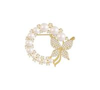 fdsmall Broches de perle pour les femmes élégante broche de perle épingles mariée demoiselle d'honneur décoration de mariage broche et épingles cristal corsage Pin Clip (01 Gold)