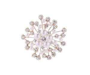fdsmall Broches de perle pour les femmes élégante broche de perle épingles mariée demoiselle d'honneur décoration de mariage broche et épingles cristal corsage Pin Clip (02 Gold)