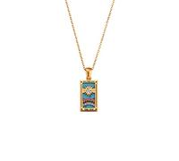 fdsmall Collares para mujer, colgante de tarjeta de tarot de constelación de doble cara, acero inoxidable dorado, circonita para mujer, talla única, Acero inoxidable de oro de 18 quilates, No es una