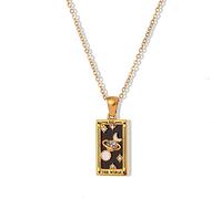 fdsmall Collares para mujer, colgante de tarjeta de tarot de constelación de doble cara de acero inoxidable dorado y circonita para mujer, talla única, Acero inoxidable de oro de 18 quilates, No es