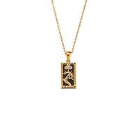 fdsmall Collares para mujer, colgante de tarjeta de tarot de constelación de doble cara de acero inoxidable dorado y circonita para mujer, talla única, Acero inoxidable de oro de 18 quilates, No es