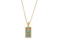 fdsmall Collares para mujer, colgante de tarjeta de tarot de constelación de doble cara de acero inoxidable dorado y circonita para mujer, talla única, Acero inoxidable de oro de 18 quilates, No es