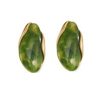 fdsmall Irregular Earrings for Women, Resin Alloy Lightweight Statement Dangle Earring Tone Maillard Ear Stud Fashion Statement Jewelry for Daily Outfit, Party & Birthday Gift (Green)