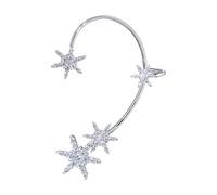 fdsmall Orejeras brillantes con diamantes de agua, Orejeras de copo de nieve, pendientes de mujer sin perforación, Orejeras de copo de nieve flash rodeadas de pendientes(plateado)