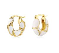 fdsmall Pendientes de esmalte de oro para mujeres huggie Cube Zirconia pendientes joyas ligeras y de baja alergia (Blanco)