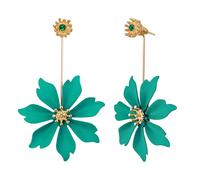 fdsmall Pendientes de flores femeninas lindos pendientes de flores bohemias mate pendientes regalo de joyería del Festival (Verde)