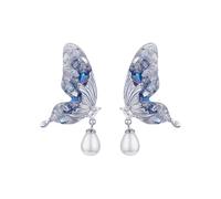 fdsmall Pendientes de perlas de diamante de agua para mujeres pendientes de perlas de cristal azul zircon mariposa flor de borla larga regalo de joyas pendientes (02)