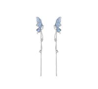fdsmall Pendientes de perlas de diamante de agua para mujeres pendientes de perlas de cristal azul zircon mariposa flor de borla larga regalo de joyas pendientes (01)