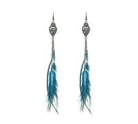 fdsmall Pendientes de plumas bohemias, aretes largos de borla de plumas, cadena larga, retro, bohemios, aretes de gota de plumas, aretes de cadena colgantes, regalo de joyería para regalos de fiesta