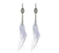 fdsmall Pendientes de plumas bohemias, pendientes largos de borla, pendientes largos de cadena, pendientes bohemios retro, pendientes de gota de pluma, pendientes de cadena, pendientes de joyería