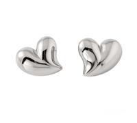 fdsmall Pendientes en forma de corazón de mujer gruesas, grandes, amorosas, pendientes irregulares en forma de corazón joyas de baja alergia (Plateado)