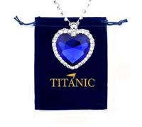 fdsmall Titanic Corazón del Océano Collar Amor Corazón Colgante Collar para siempre Colgante de Zafiro Brillante Cristal Circón Joyería Regalos para Mujeres, as show, Metal, Zafiro