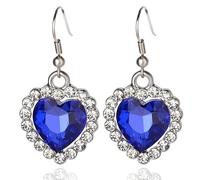 fdsmall Titanic Corazón del Océano Pendientes Amor Corazón Colgante Pendientes para siempre Colgante de Zafiro Brillante Cristal Circón Joyería Regalos para Mujeres, As Shown, Acero aleado, Diamante