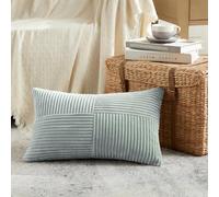 FDTERN - Juego de 1 funda de cojín de 30 x 60 cm, color azul grisáceo, con diseño cruzado, decoración de pana, funda de cojín de pana, funda de cojín moderna para sofá, dormitorio, silla, cama