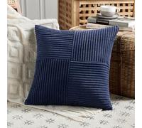 FDTERN Lot de 1 Boho Funda de cojín 55x55 Azul oscuro, con diseño cruzado, fundas de cojín de pana para decoración, funda de cojín suave y moderna para sofá, habitación, silla, cama