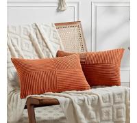 FDTERN Lot de 2 Boho Funda de cojín 40x70 Caramel, con motivo cruzado, fundas de cojín de pana acanalada, funda de cojín suave moderna para la decoración de la habitación y la cama