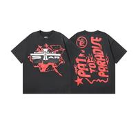 FDTURES 24ss Fashion Sports Hellst Fashion Summer Leisure Men 's T Shirt Retro Washing Old Lady' S Short Sleeve Shirt-color1||L