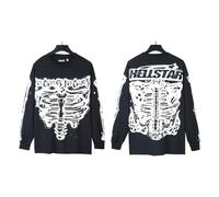 FDTURES 24ss Ropa Deportiva Casual De Moda del Campus para Parejas Hellsta Camiseta De Marca De Moda Estadounidense En Blanco Y Negro De Manga Larga para Hombres Y Mujeres-color2||M